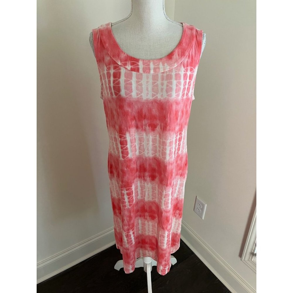 Chico's Coral and White Tie-Dye Sleeveless Dress
(Bin 11)